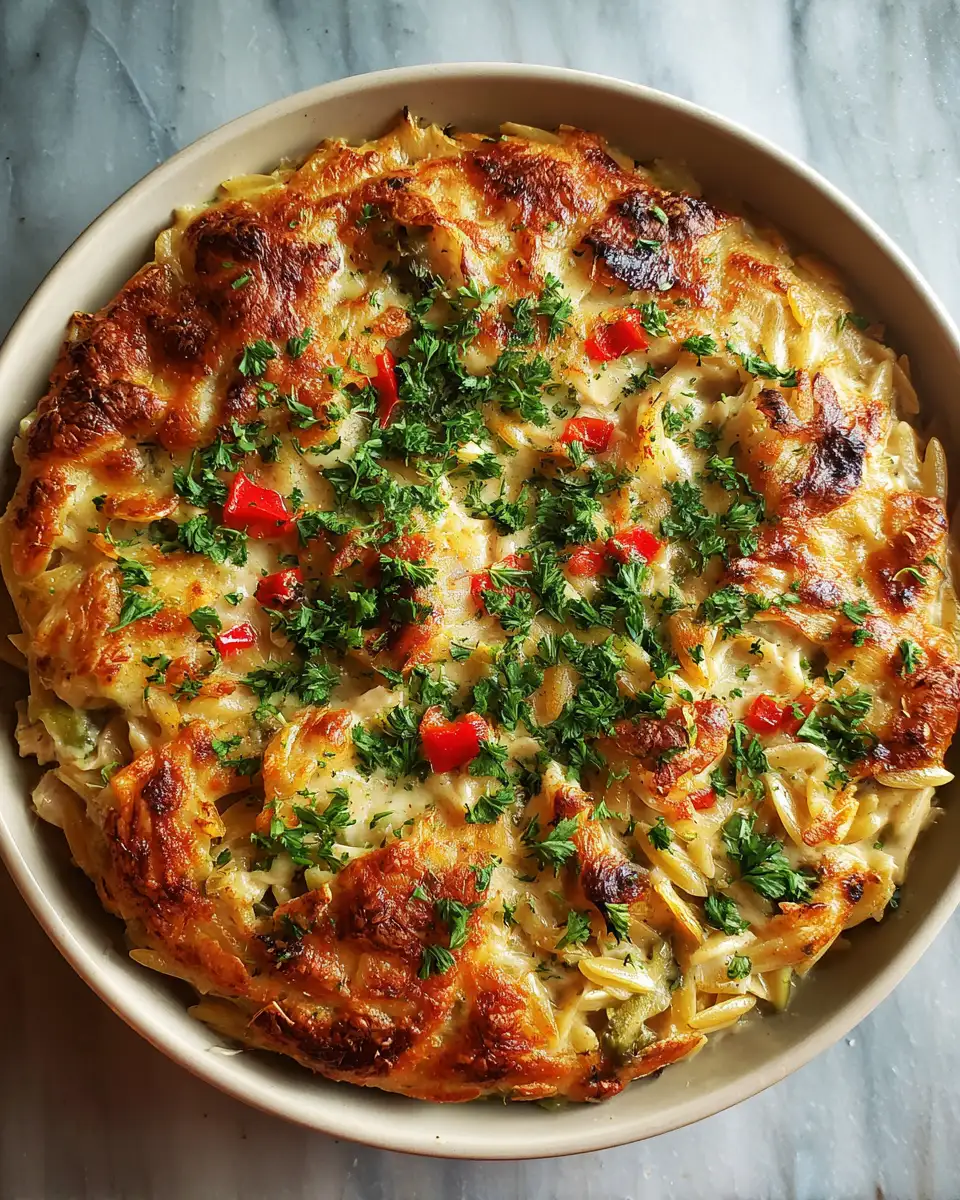Final dish - Cozy Up with Creamy Chicken Pot Pie Orzo: A Comfort Food Fusion