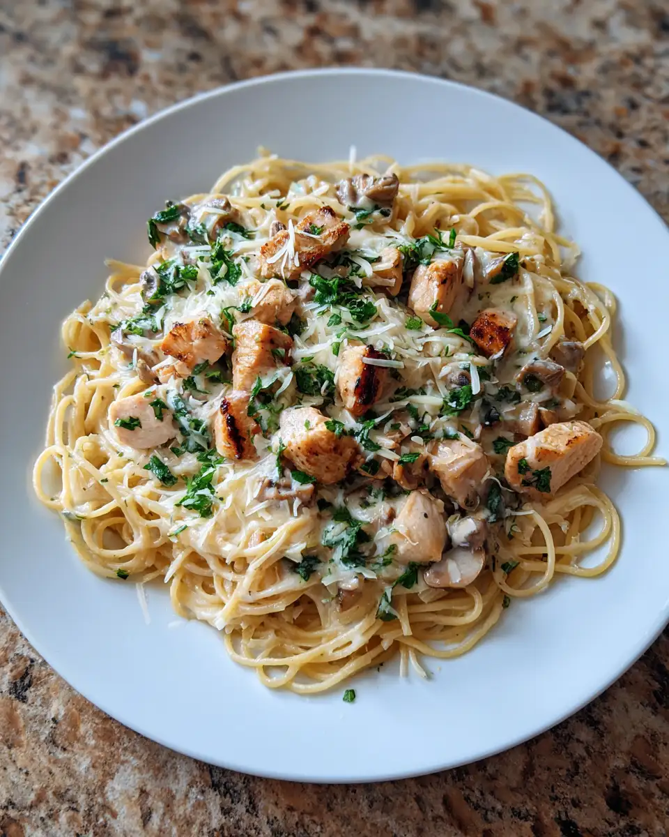 Final dish - Indulge in the Irresistible Delight of Creamy Garlic Chicken Pasta