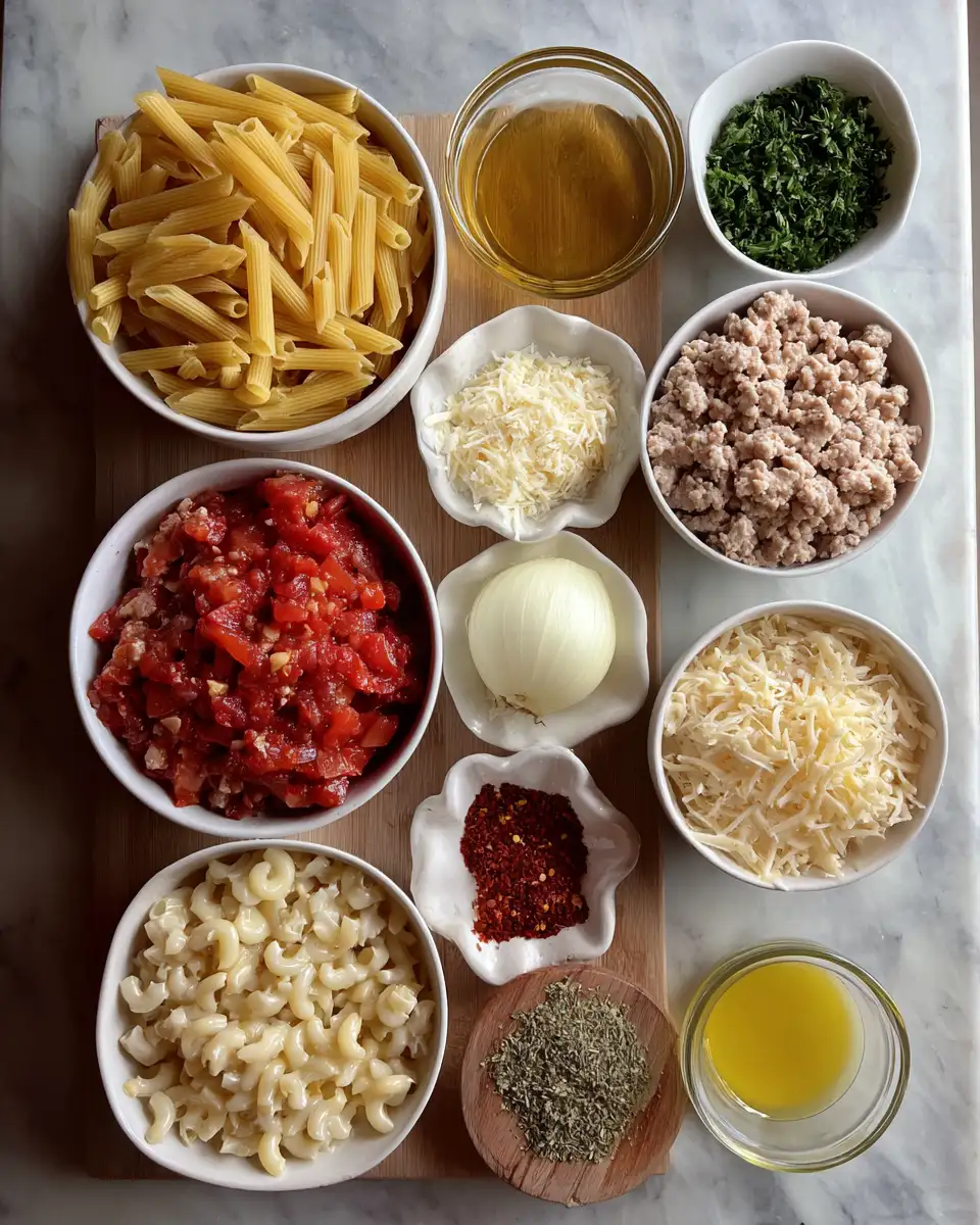 Ingredients for Ultimate Comfort: Creamy Ground Turkey Pasta Delight