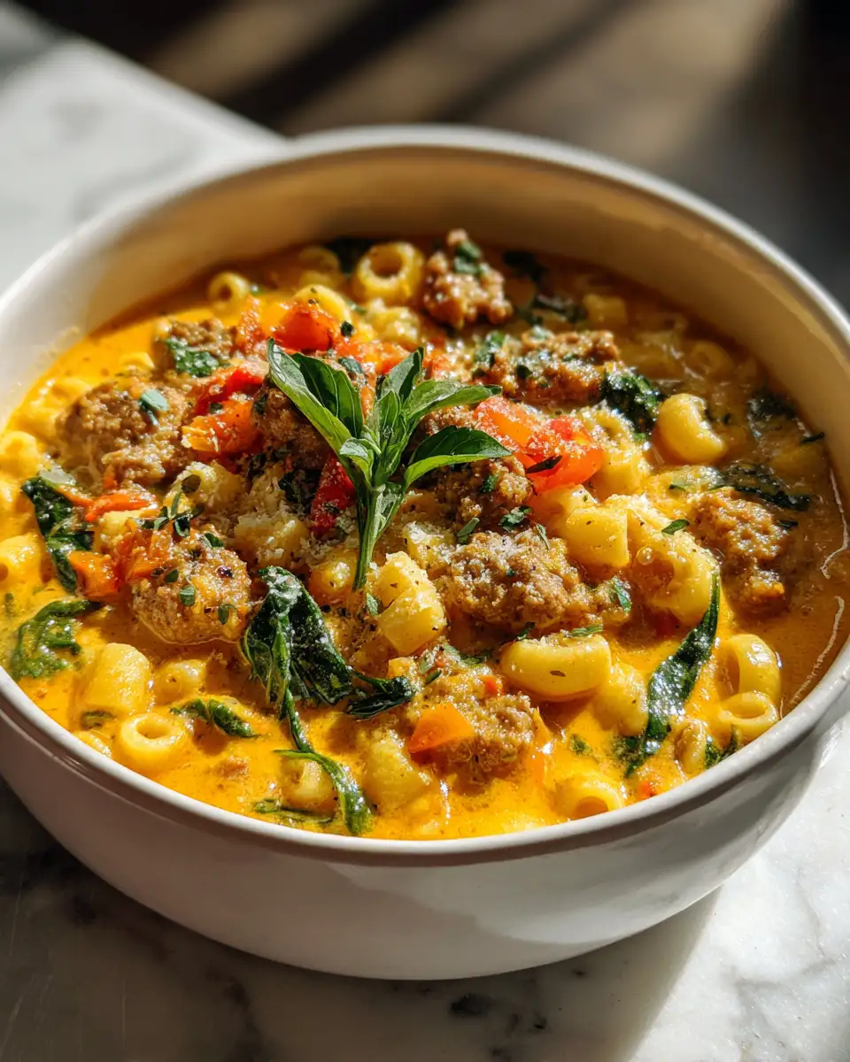 Final dish - Warm Up Your Soul with Creamy Parmesan Italian Sausage Ditalini Soup