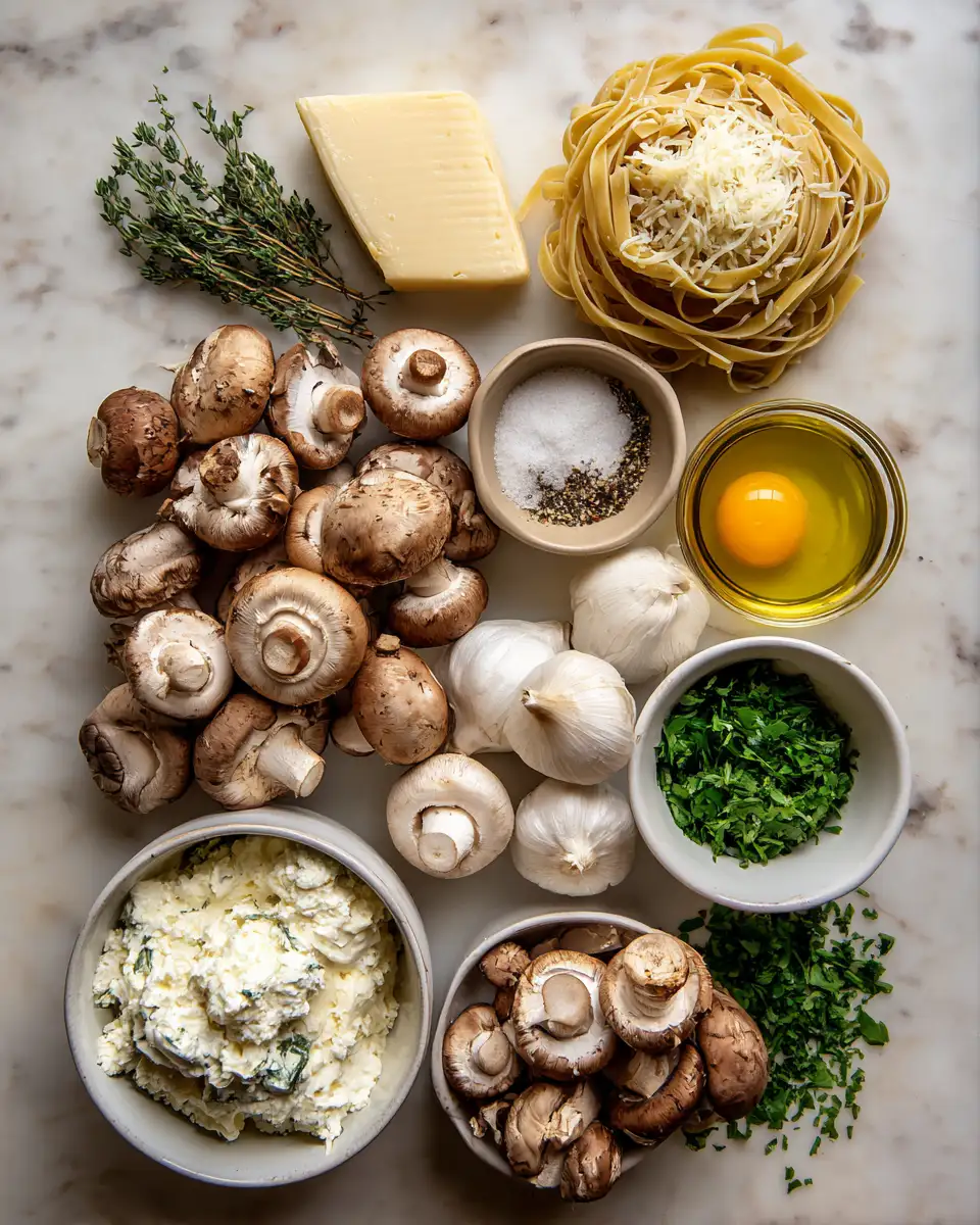 Ingredients for Indulge in the Irresistible Creaminess of Ricotta Mushroom Pasta