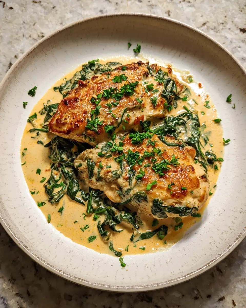 Final dish - Indulge in a Creamy Spinach Chicken Dinner Delight