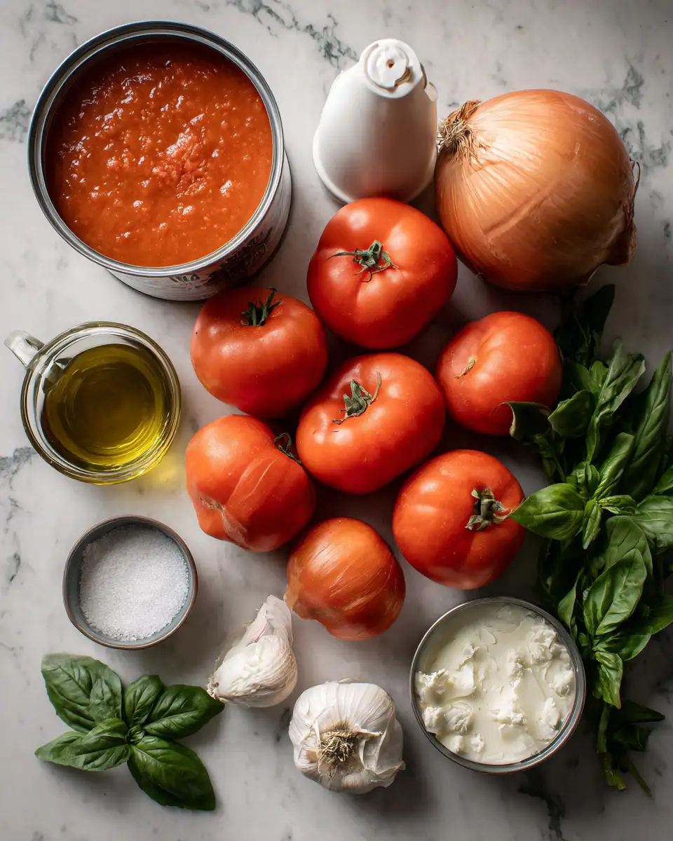 Ingredients for Cozy Up with the Ultimate Creamy Tomato Soup Recipe