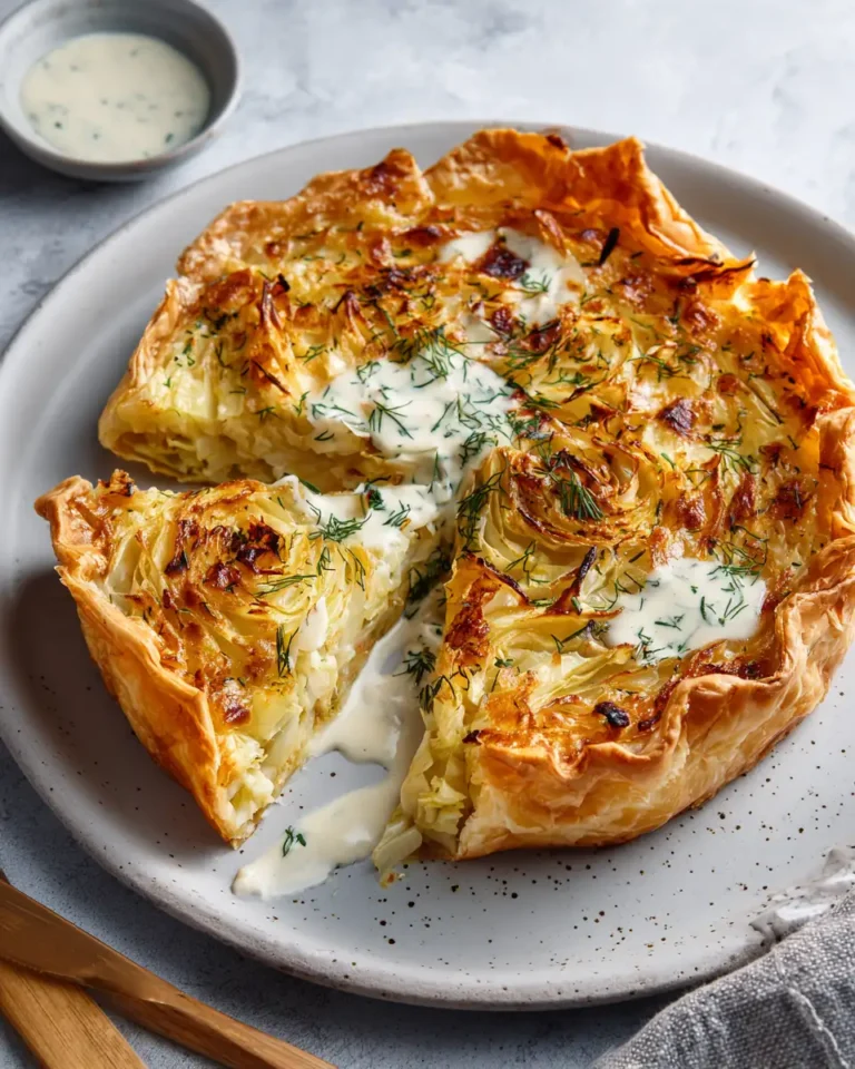 Crispy Cabbage Pie with Dill Cream Sauce: A Savory Delight - Featured Image