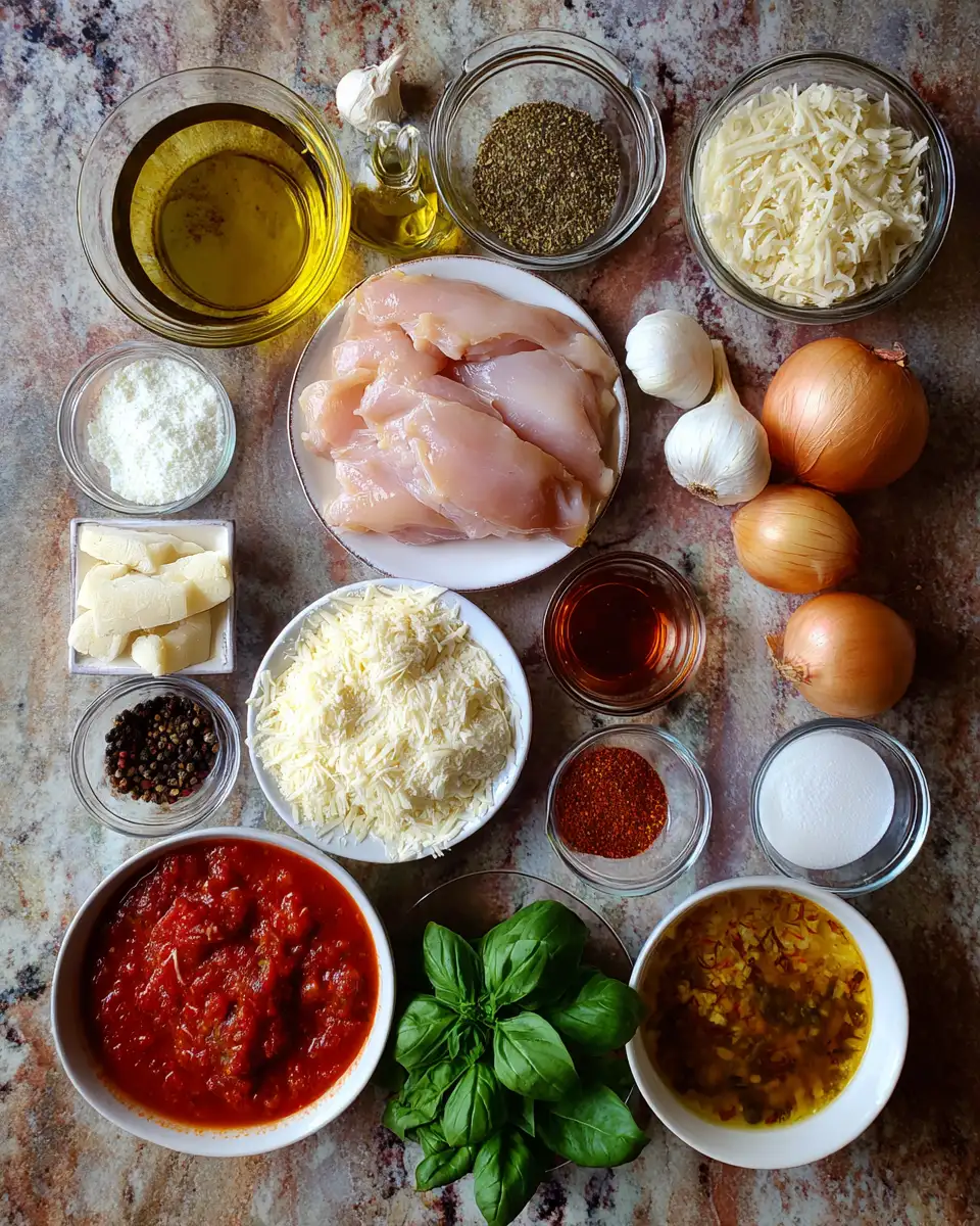 Ingredients for Crock Pot Creamy Chicken Parmesan Soup: Cozy Comfort in a Bowl