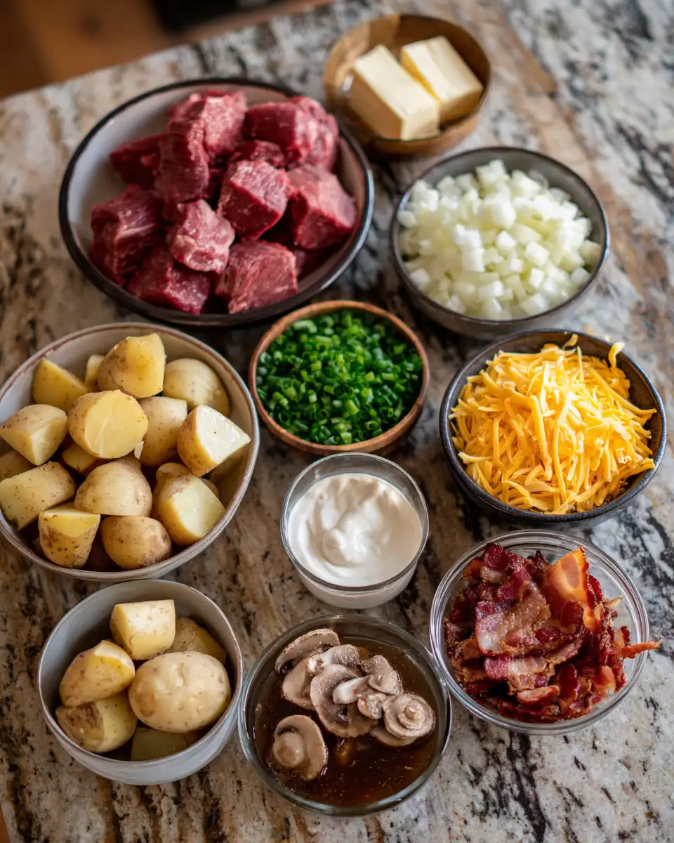 Ultimate Comfort: Crockpot Loaded Steak and Potato Bake Extravaganza 4 Ingredients for Ultimate Comfort: Crockpot Loaded Steak and Potato Bake Extravaganza