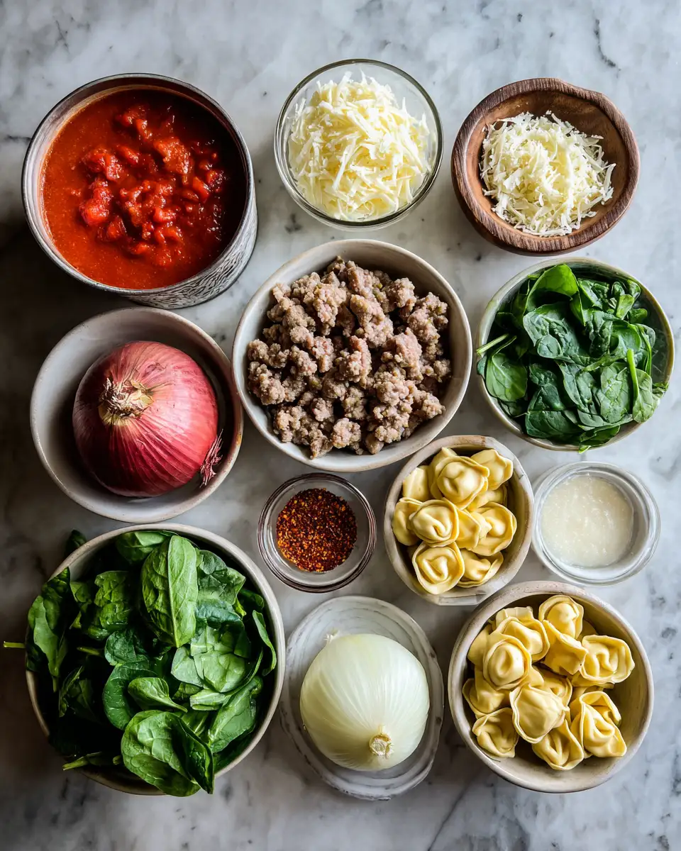 Ingredients for Cozy Up with Crockpot Tortellini Soup with Sausage