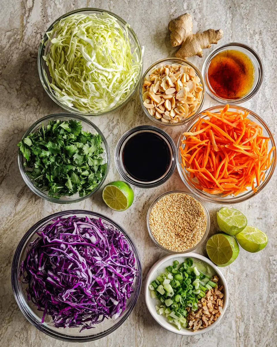 Ingredients for Crisp and Colorful: Discover the Ultimate Crunchy Asian Cabbage Slaw