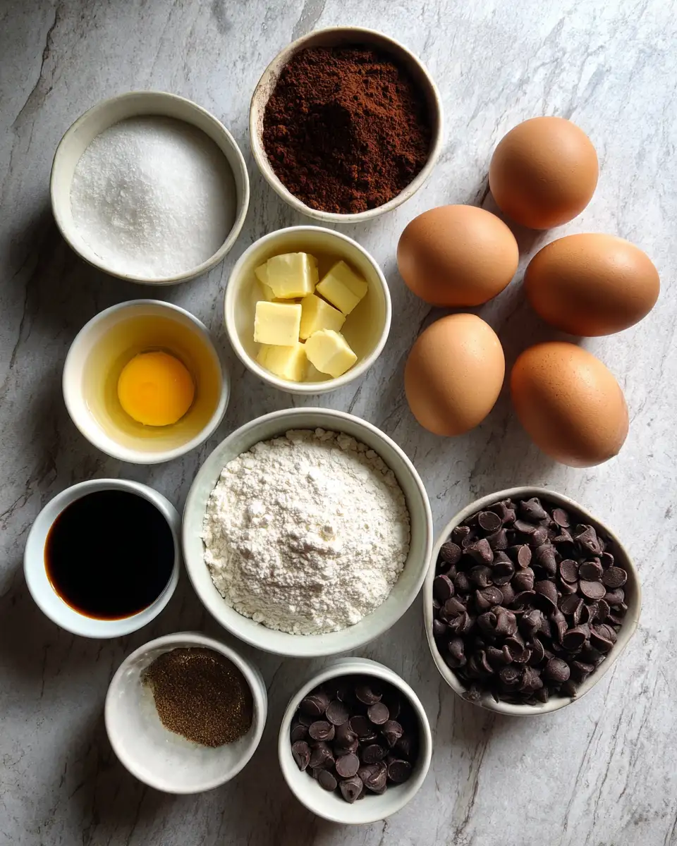 Ingredients for Irresistibly Easy Chocolate Brownies: Your Go-To Sweet Treat