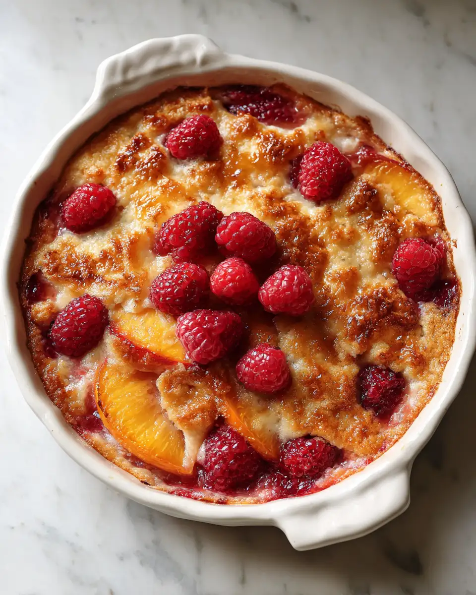 Final dish - Sun-Kissed Delight: Easy Peach and Raspberry Cobbler