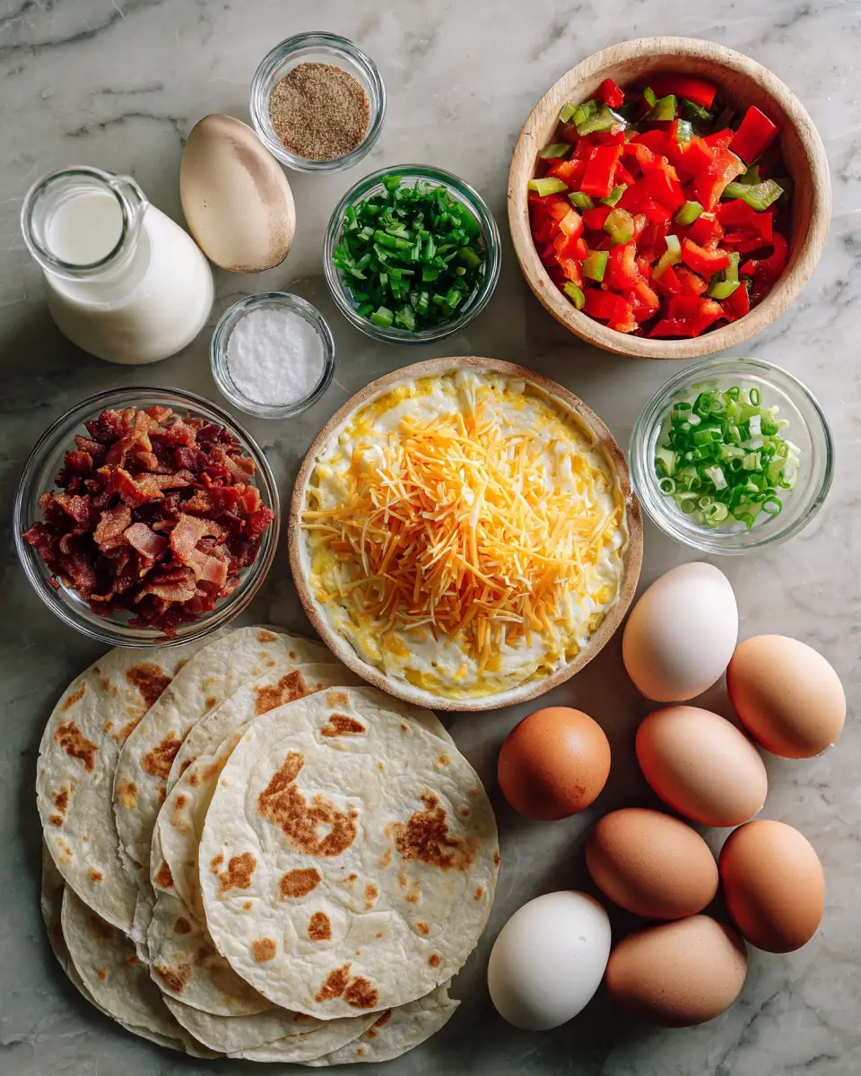 Ingredients for Effortless Delight: Whip Up an Easy Tortilla Quiche Bake