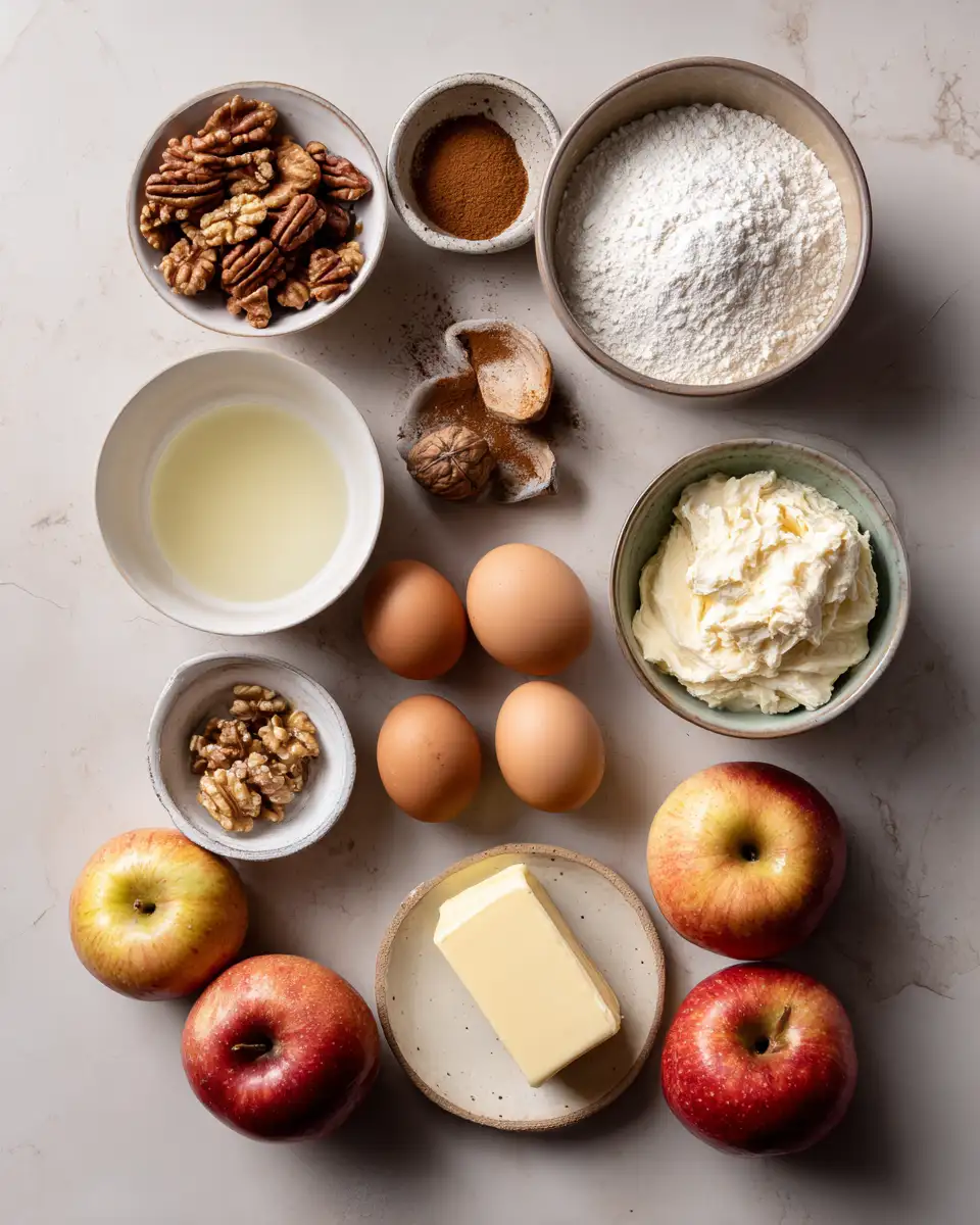 Ingredients for Indulge in Autumn Bliss with Our Fresh Apple Cake and Cream Cheese Frosting