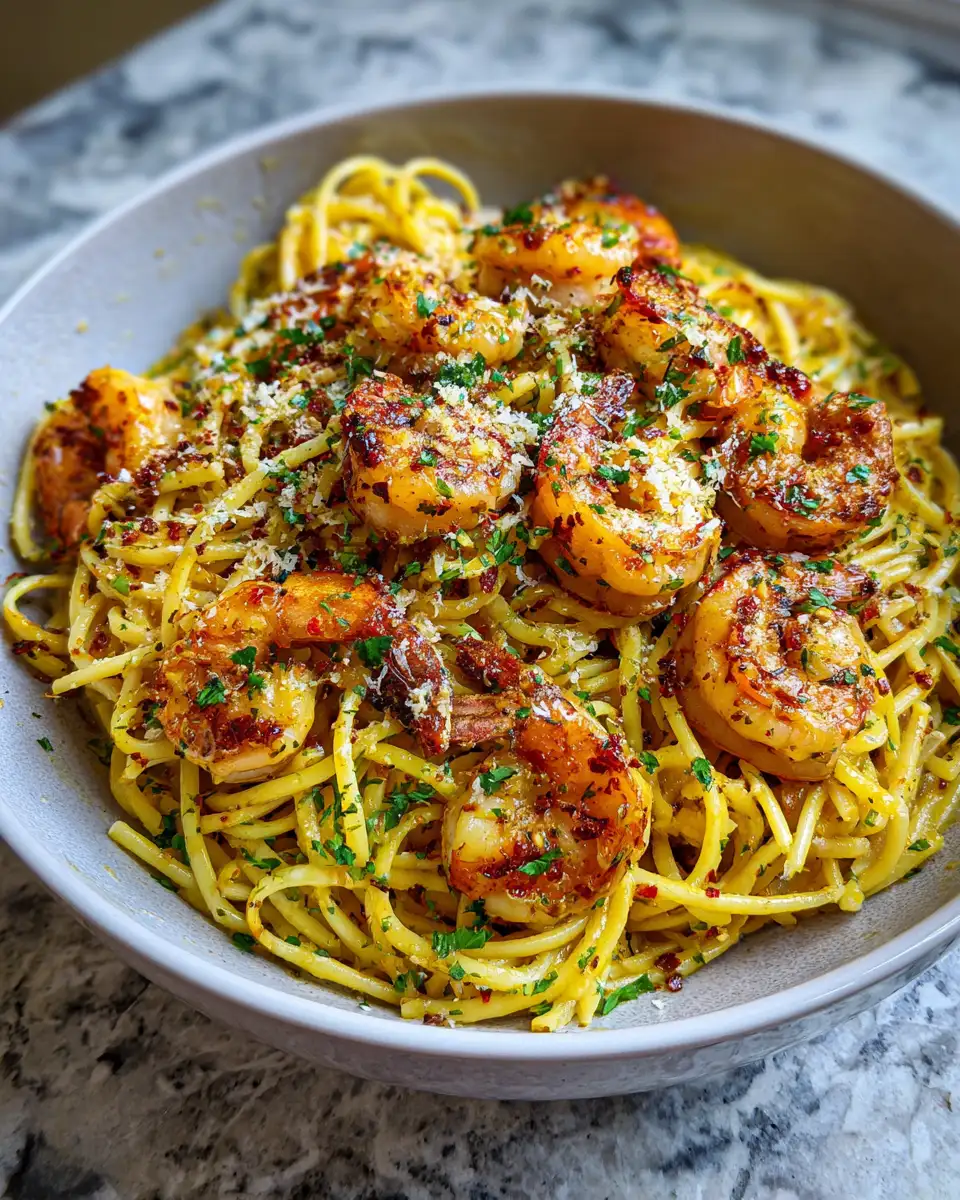 Final dish - Irresistibly Delicious Garlic Butter Shrimp Pasta That Will Wow Your Taste Buds