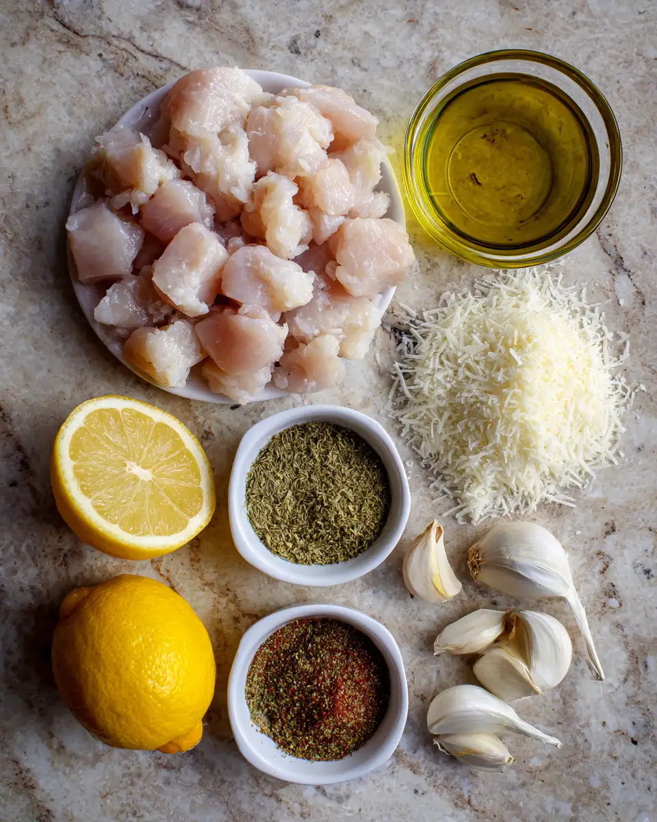 Ingredients for Sizzling Garlic Parmesan Chicken Skewers That Will Ignite Your Taste Buds