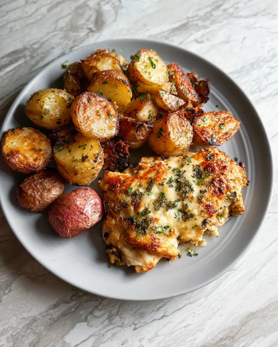 Final dish - Slow-Cooked Sensation: Garlic Parmesan Chicken and Potatoes Delight