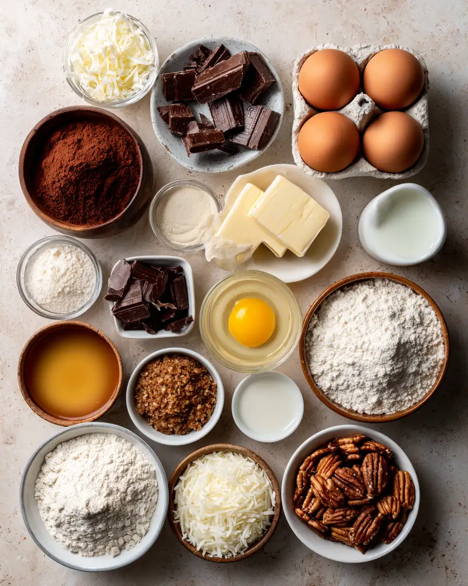Ingredients for Indulge in Decadence with a German Chocolate Roll Cake Delight