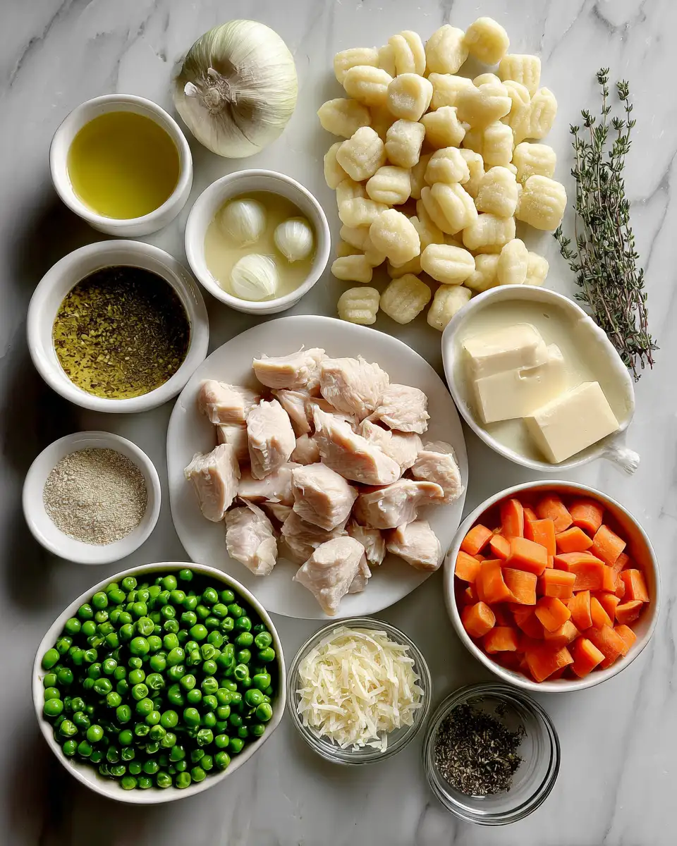 Ingredients for Cozy Comfort: Gnocchi Chicken Pot Pie Delight