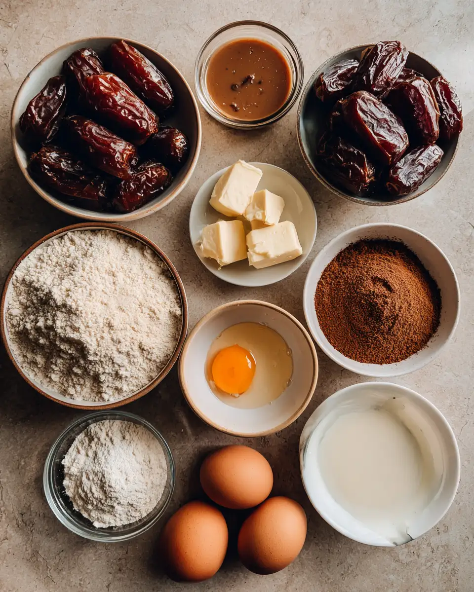 Ingredients for Indulge in Sweet Perfection with Gordon Ramsay's Sticky Toffee Pudding Recipe