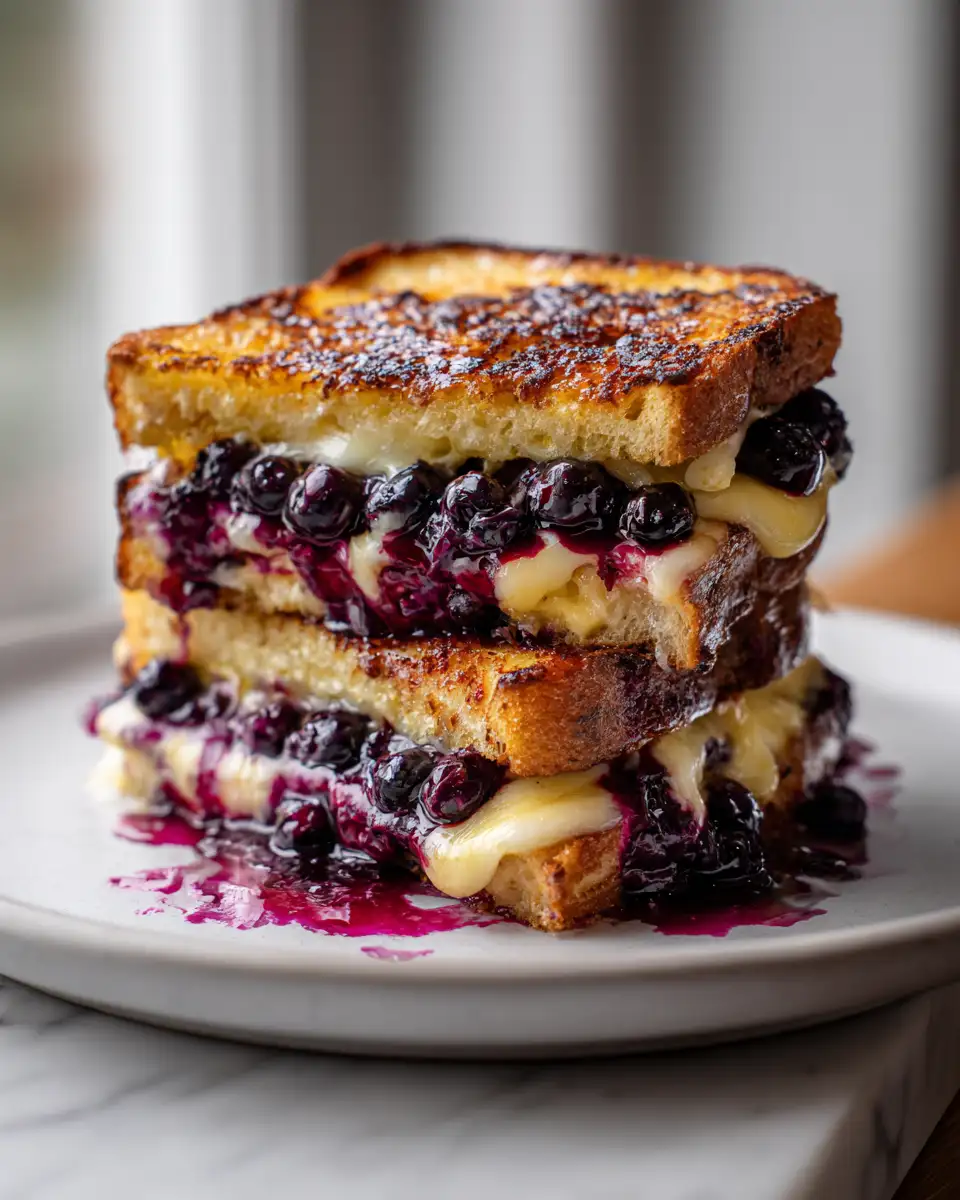 Final dish - Gourmet Grilled Cheese Meets Sweet Blueberries in a Delicious Mashup