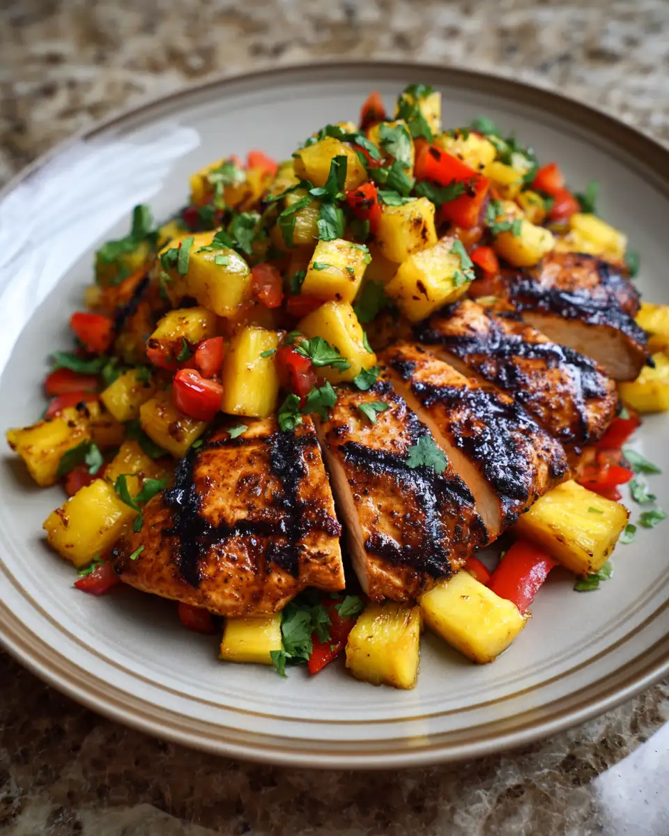 Final dish - Sizzle into Summer with Grilled Mango Pineapple Chicken Delight