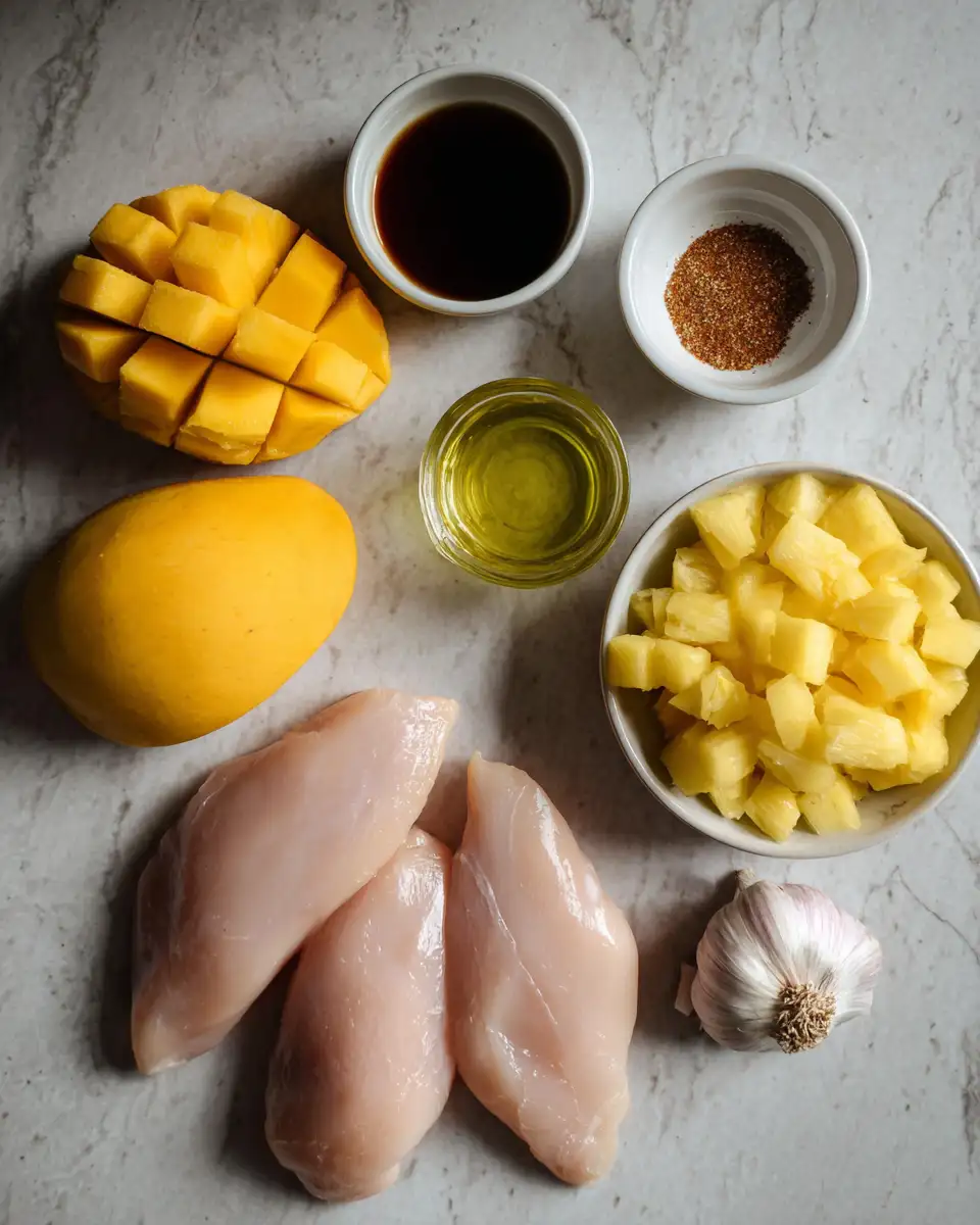 Ingredients for Sizzle into Summer with Grilled Mango Pineapple Chicken Delight