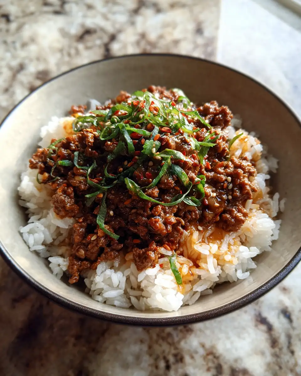 Final dish - Sizzling Ground Beef Hot Honey Bowl: A Sweet and Spicy Delight