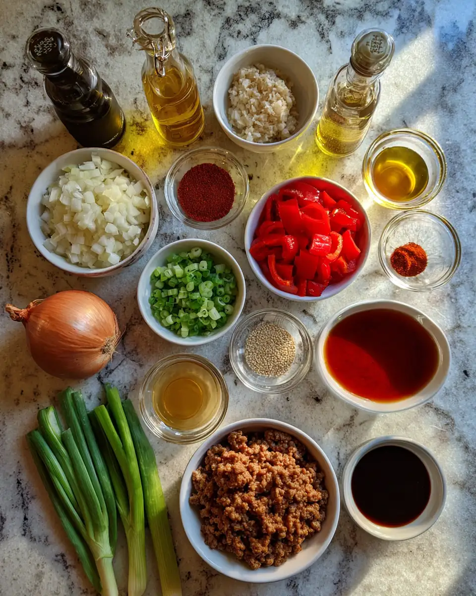 Ingredients for Sizzling Ground Beef Hot Honey Bowl: A Sweet and Spicy Delight