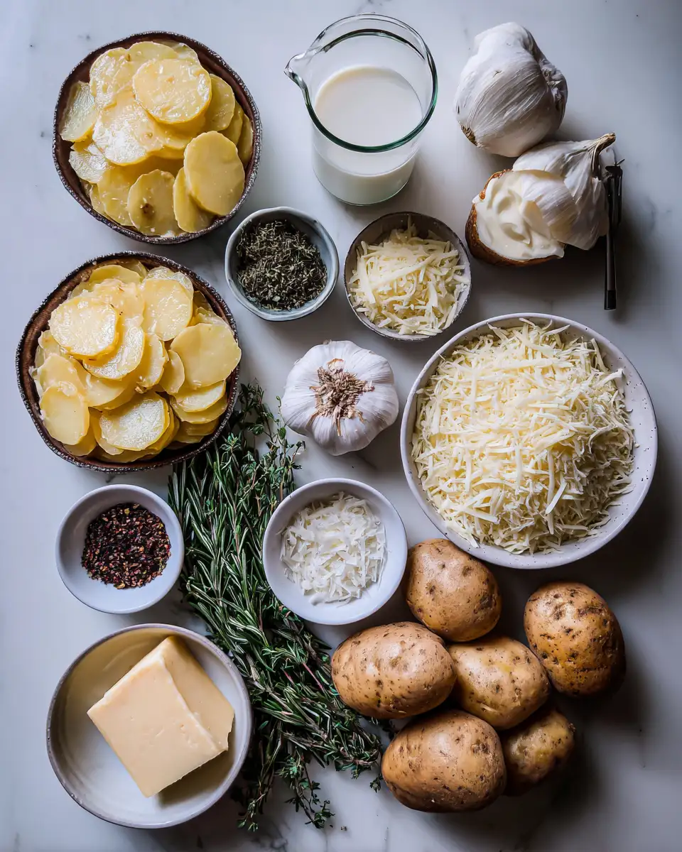 Ingredients for Ultimate Comfort: Herb and Cheese Potato Gratin Delight