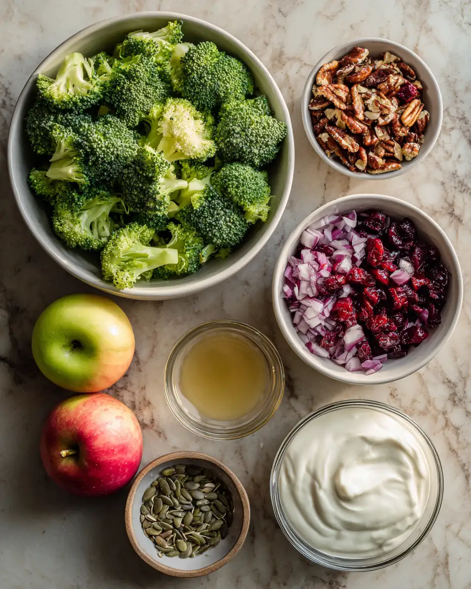 Ingredients for Crunch into Freshness with Our Honey Crisp Apple Broccoli Salad Delight