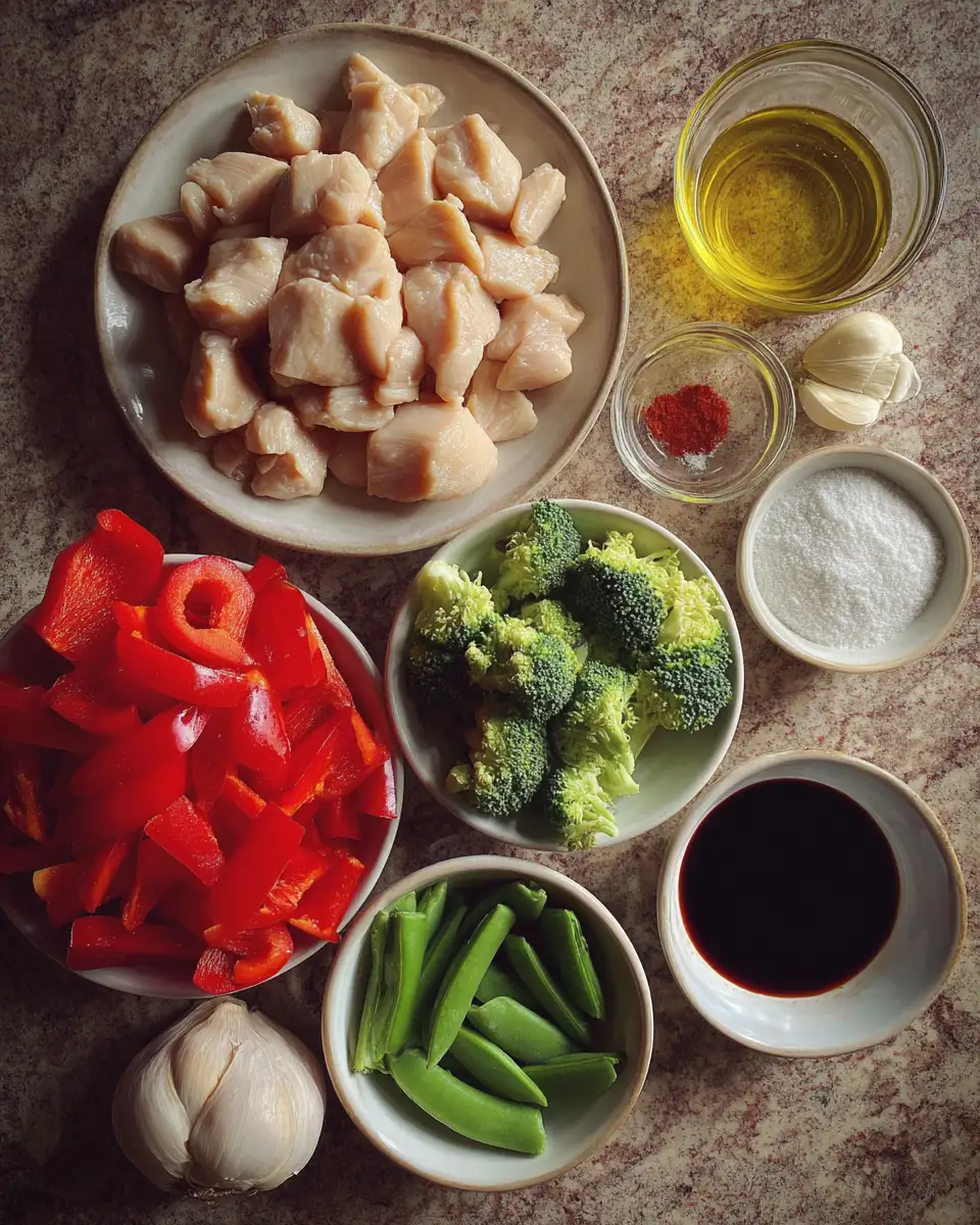Ingredients for Sweet and Savory Delight Honey Garlic Chicken Stir Fry Adventure