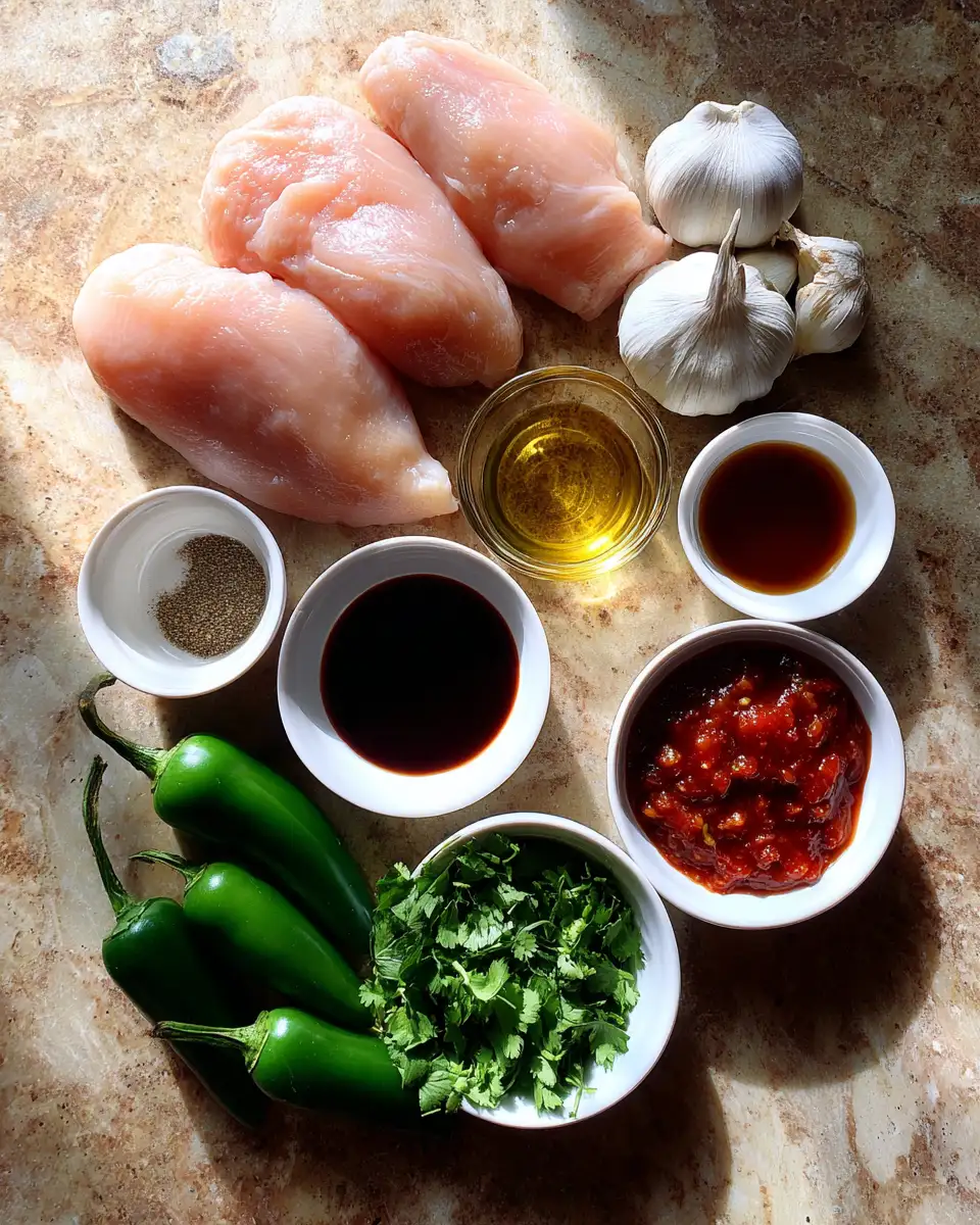 Ingredients for Sizzling Jalapeño Peach Glazed Chicken: Sweet Heat on Your Plate