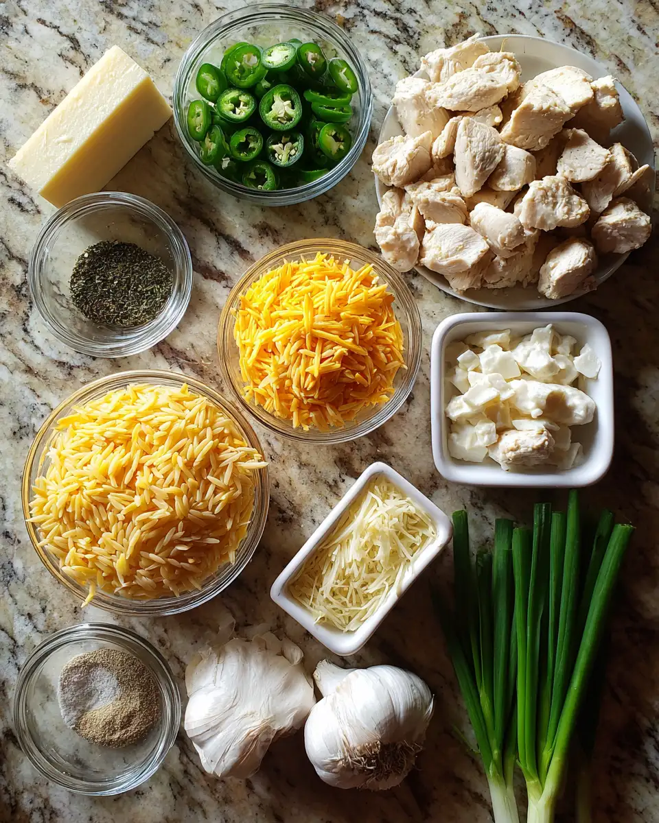 Ingredients for Spice Up Your Dinner with Jalapeño Popper Chicken Orzo Skillet