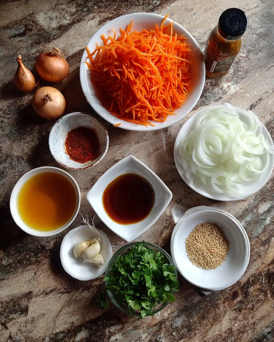 Ingredients for Crunchy Korean Carrot Salad: A Flavorful Twist on Tradition