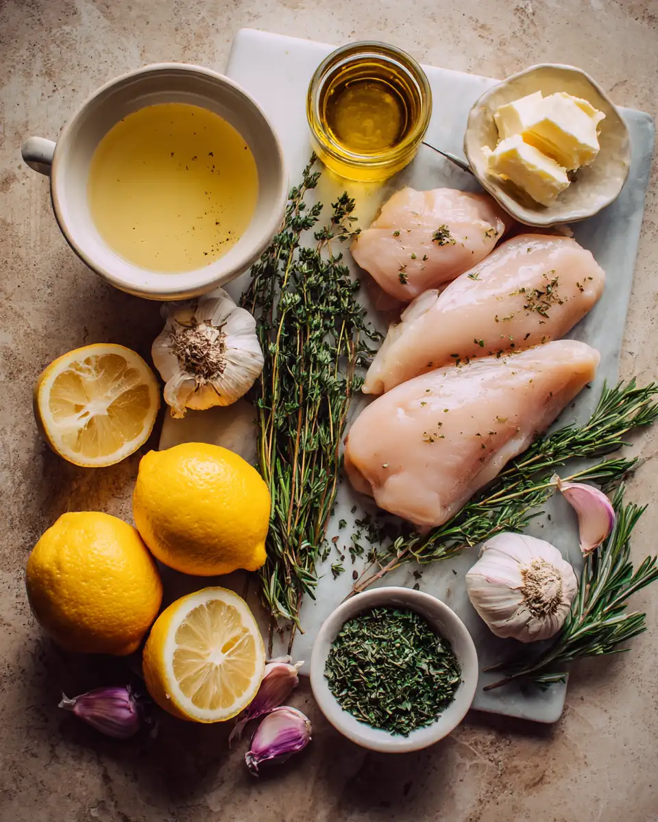Ingredients for Zesty Lemon Butter Chicken with Fresh Herbs Delight