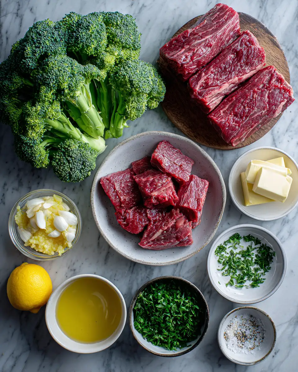 Ingredients for Savor the Zest: Lemon Garlic Butter Steak with Broccoli Bliss