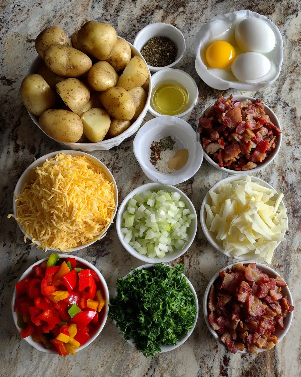 Ingredients for Sizzling Loaded Brunch Potato Skillet Sensation