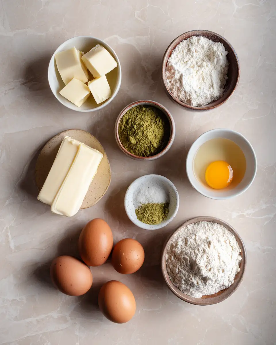 Ingredients for Indulge in a Dreamy Matcha White Chocolate Lava Cake Experience