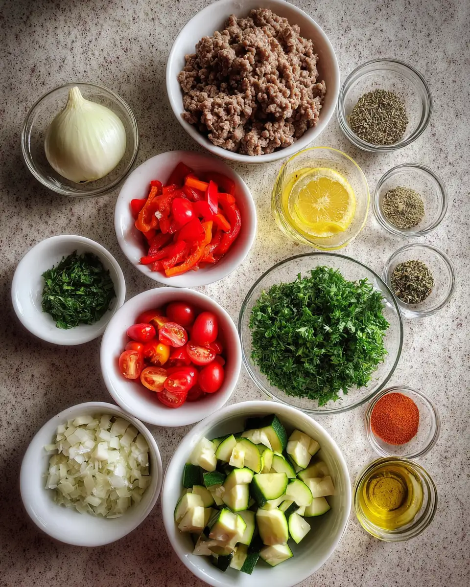 Ingredients for Savor the Flavor: Mediterranean Ground Beef Stir-Fry Delight