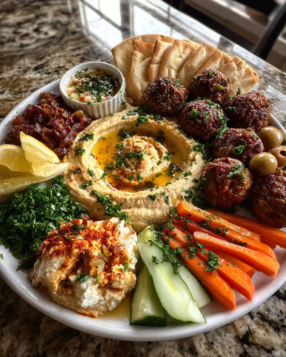 Final dish - Dive into Delight: Crafting the Ultimate Mediterranean Hummus Platter Board
