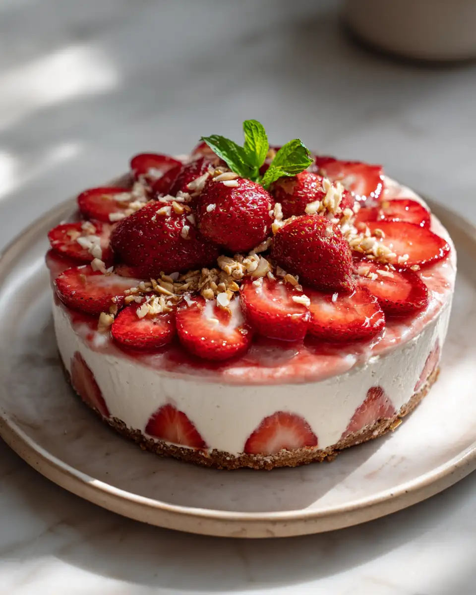 Final dish - Irresistibly Easy No Bake Strawberry Cheesecake Delight