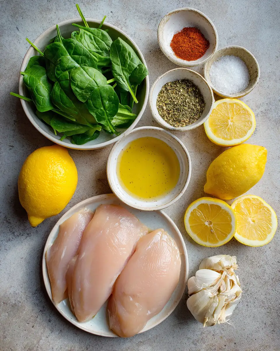 Ingredients for Zesty One Pan Lemon Chicken Dinner: Easy, Flavorful, and Fuss-Free