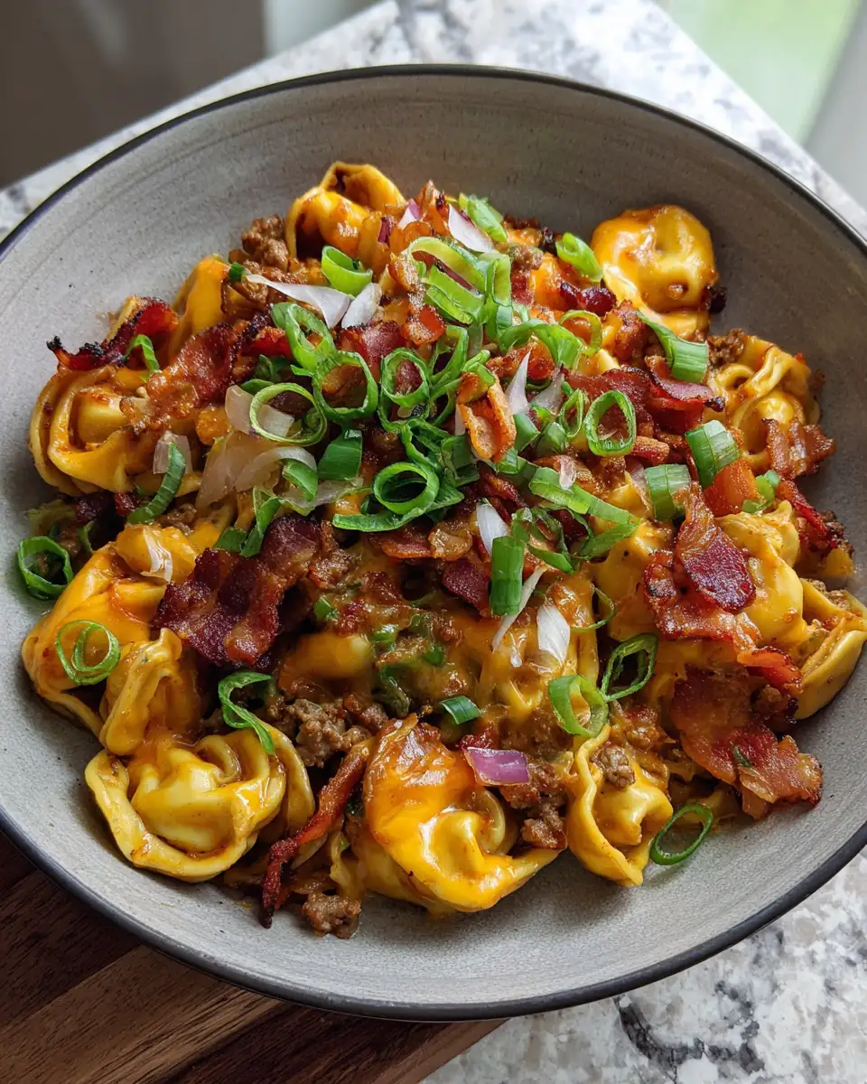 Final dish - Sizzling One-Pot Bacon Cheeseburger Tortellini: A Comfort Food Dream