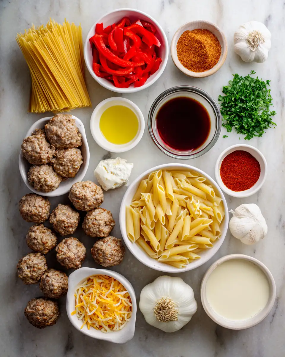 Ingredients for Savor the Spice: One-Pot Creamy Cajun Meatball Pasta Perfection