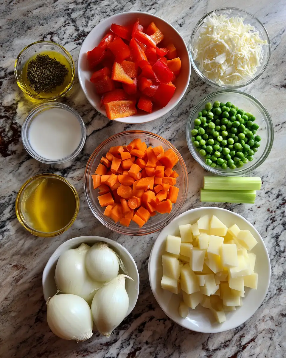 Ingredients for Velvety Veggie Delight Dive into One-Pot Creamy Vegetable Soup Bliss