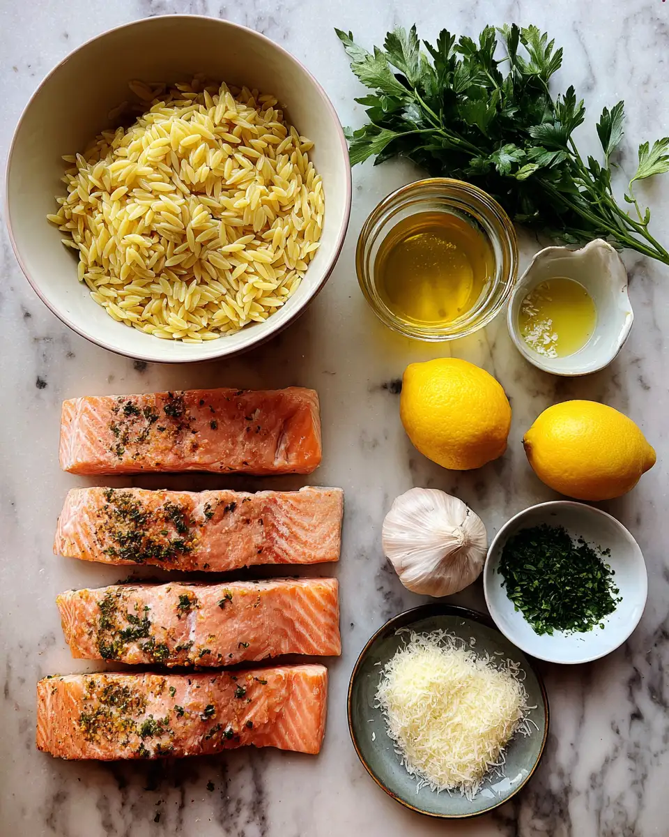 Ingredients for Savor the Simplicity: One Skillet Salmon with Lemon Orzo Delight