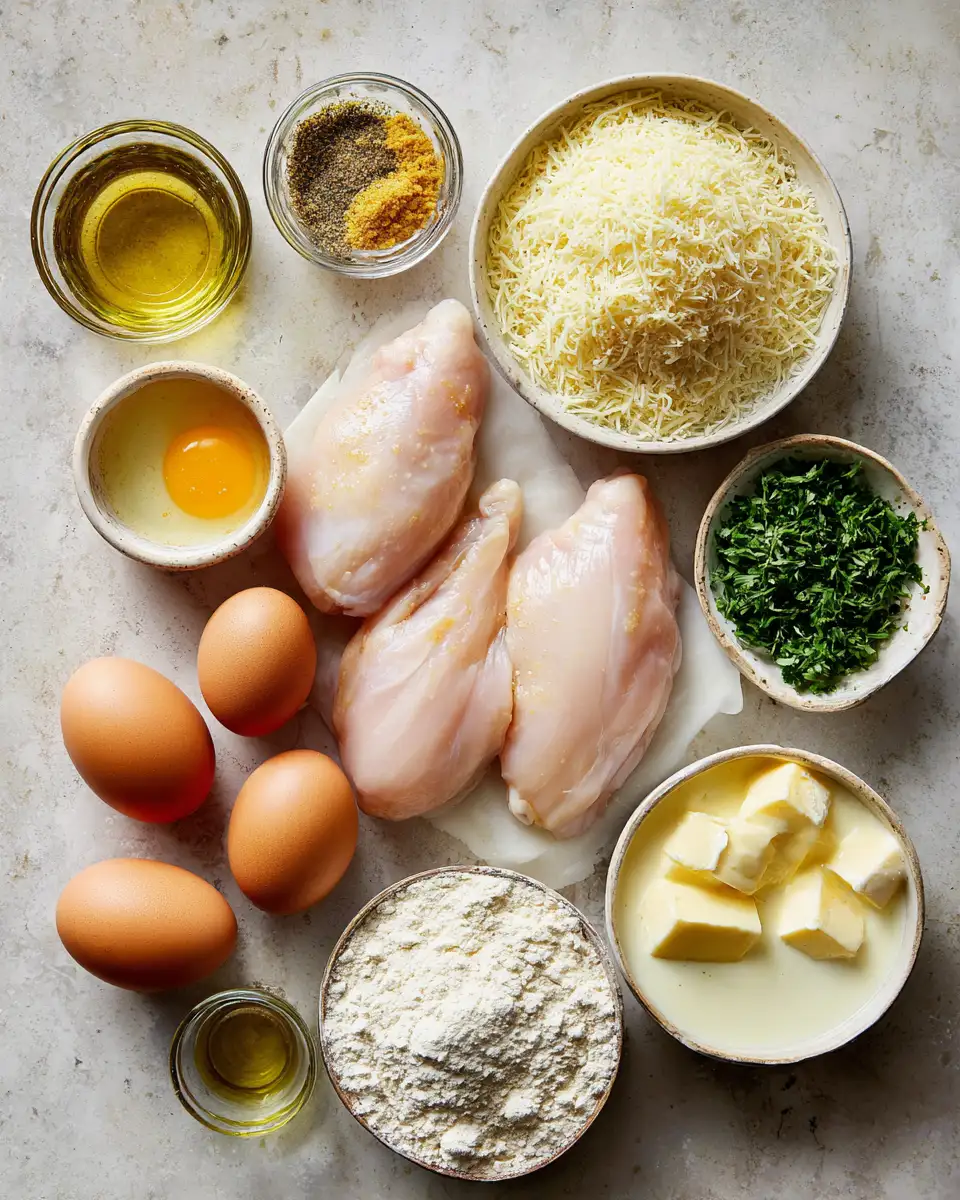 Ingredients for Irresistible Parmesan Chicken with Luscious Garlic Cream Sauce