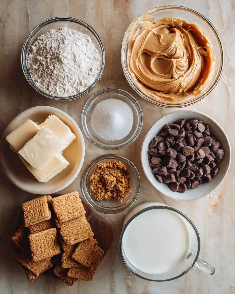 Ingredients for Indulge in the Ultimate Peanut Butter Chocolate Pie Delight