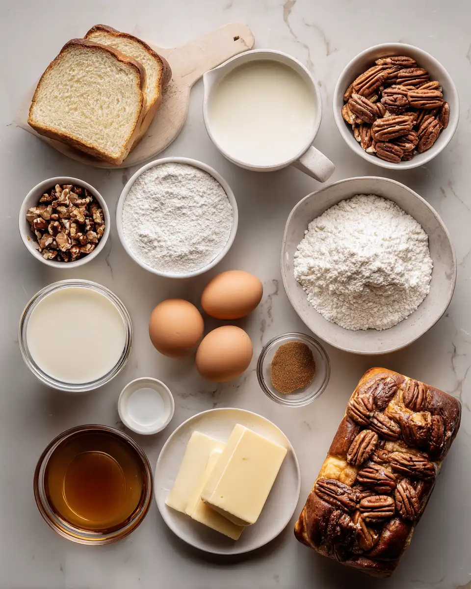 Ingredients for Decadent Pecan Pie Bread Pudding: A Sweet Twist on Comfort Classics