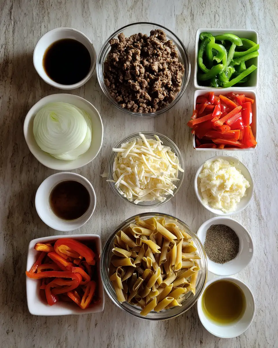 Ingredients for Philly Cheesesteak Casserole: A Savory Twist on a Classic Favorite