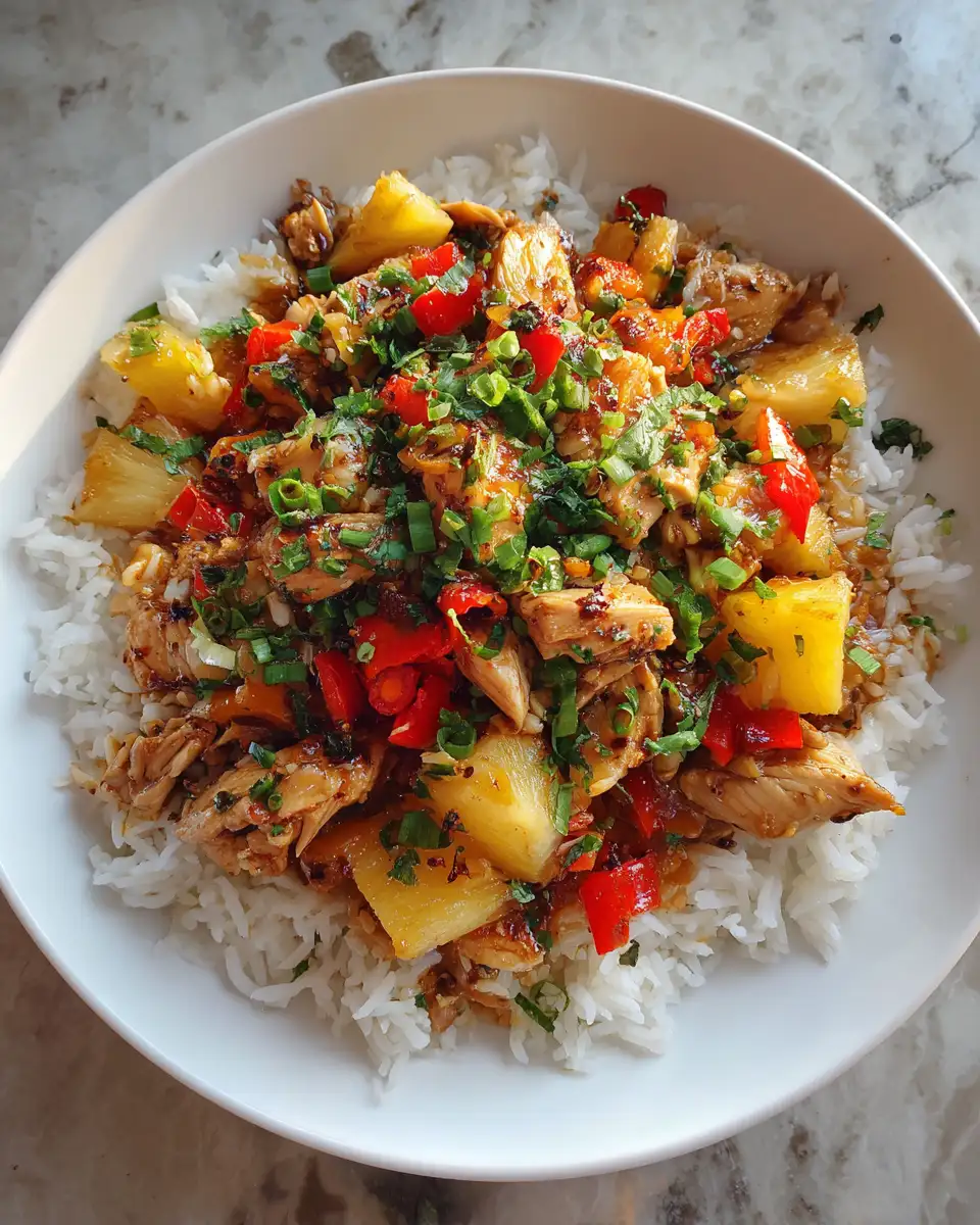 Final dish - Tropical Bliss: Pineapple Chicken with Rice That Will Transport Your Taste Buds